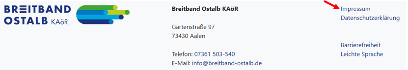 Impressum in der Fußzeile Link zum Impressum