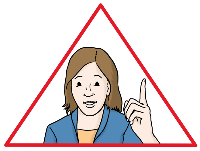 Achtung! Person mit Zeigefinger