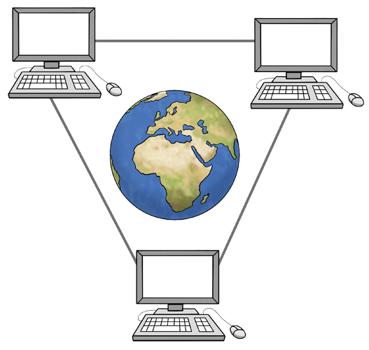 Internet Computer mit Weltkugel